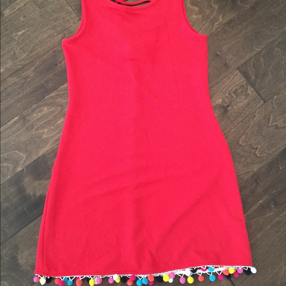 Pink summer dress with Pom poms